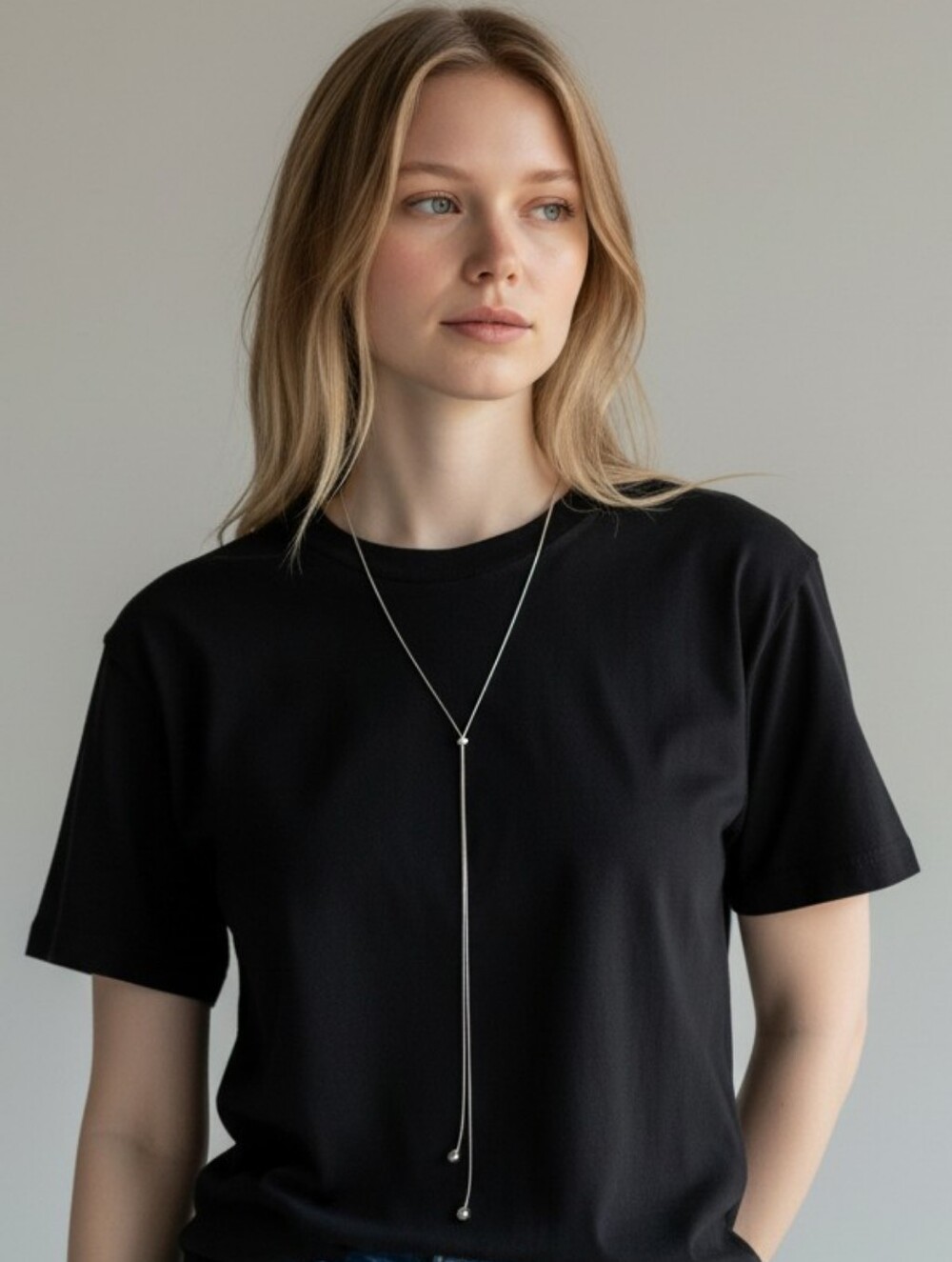 Antique Silver Tone Bolo Necklace Minimalist 1990s Casual Normcore Understated